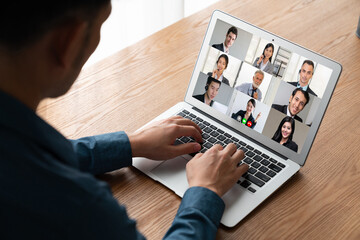 Business people on video conference for modish virtual group meeting of corprate business office...