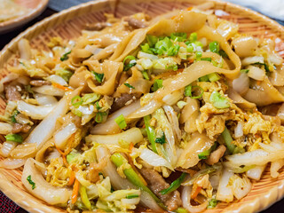Close up shot of Chinese style fried noodle