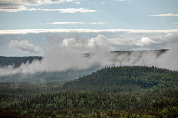fog over the mountains, åre.jämtland. norrland sverige sommar årstid,sweden