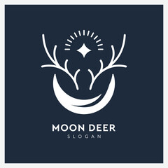 Deer logo line art with moon