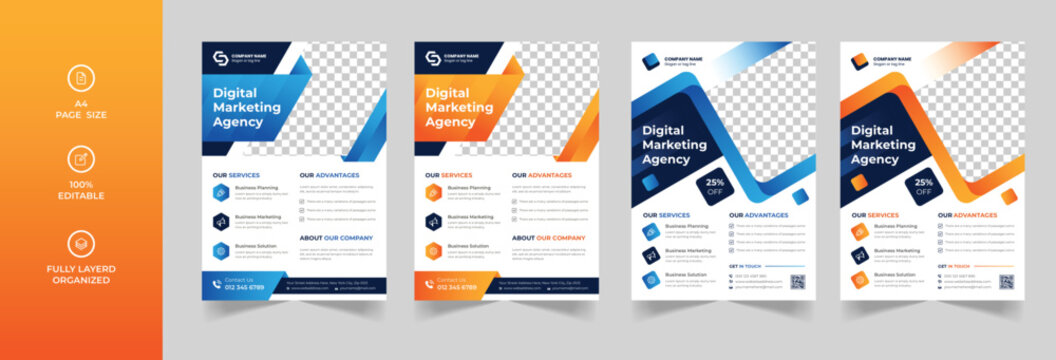 Modern medical corporate healthcare a4 flyer design or creative hospital business brochure cover template with Blue