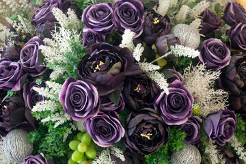 purple roses in a wedding flower. Beautiful roses flower.