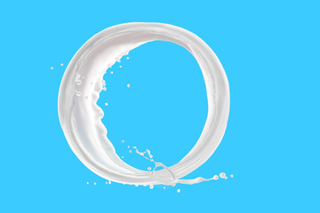 Milk Splash On blue background