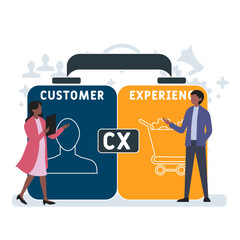 CX - customer experience acronym. business concept background. vector illustration concept with keywords and icons. lettering illustration with icons for web banner, flyer, landing pag
