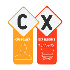 CX - customer experience acronym. business concept background. vector illustration concept with keywords and icons. lettering illustration with icons for web banner, flyer, landing pag