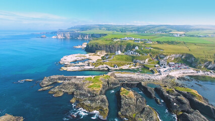 Aerial photo of Ballintoy Harbour near Giants Causeway Co. Antrim Northern Ireland