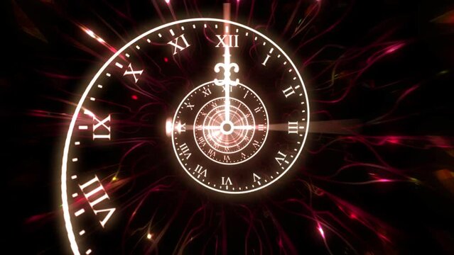 Red Infinity Time Spiral Clock Face Animation