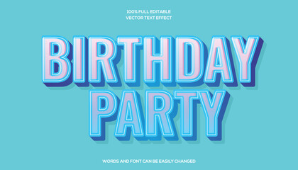 birthday Party 3d Editable text effect vector
