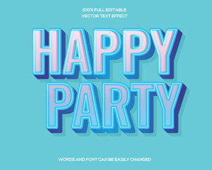 Happy Party 3d Editable text effect vector
