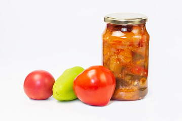 Canned gourmet vegetable salad with spicy spices