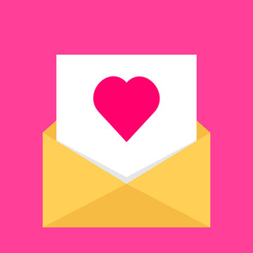 Letter, email or message with heart symbol. Flat style jpeg image jpg Illustration. love card and romantic decoration design
