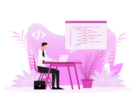 Computer programming or developing software or game. Web Development. Website coding.