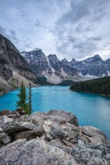 Plakat Evening View of the iconic Moraine Lake, Banff National Park, Alberta, Canada