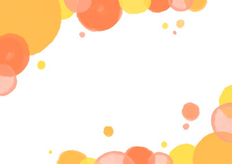 暖色の水彩風かわいい丸のフレーム素材
