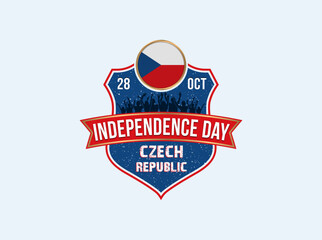 Czech Republic Independence Day. People celebrate, October 28 and the national flag on the shield.