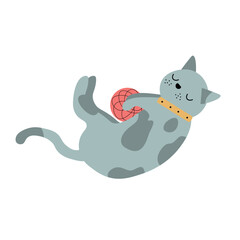 Cat icon Cute grey kitten. In cartoon style. Isolated on white background. Vector flat illustration. EPS