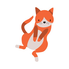 Obraz na płótnie Canvas Cat icon Cute orange kitten. In cartoon style. Isolated on white background. Vector flat illustration. EPS
