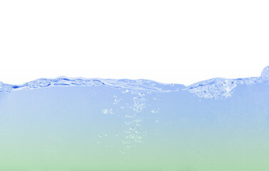 Fresh water surface with splash and air bubbles .