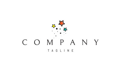 Fototapeta premium Vector logo on which an abstract image of a salute of multi-colored stars.