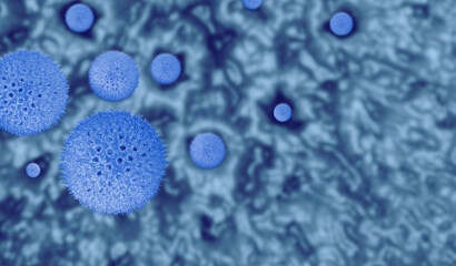 Viruses inside the body. 3d illustration of cells.