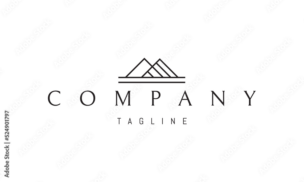 Canvas Prints vector logo on which an abstract image of two mountains in the shape of the letter m.