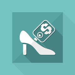 Vector illustration of single isolated female shoe sale icon