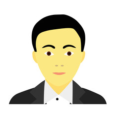 Flat icon of a asian man in a suit. One of the set.