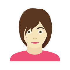 The flat icon or avatar of woman or teen girl