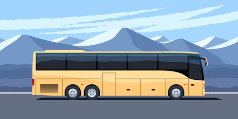 Intercity or tourist bus. Travel banner