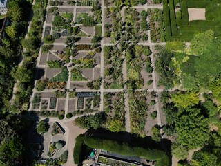 aerial view of Burton Agnes Hall is an Elizabethan, historic, stately home visitor attraction in East Yorkshire