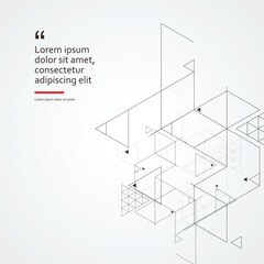 Abstract pattern technology banner. Connecting lines and dots. Hexagon and triangles design. Construction element network. Chemical strand illustration