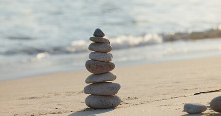 Fototapeta na wymiar Zen stones on the beach