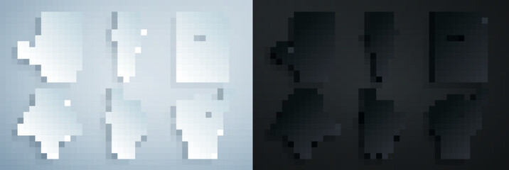 Set Robot, Technical specification, Smart glasses, Electric plug and Mechanical robot hand icon. Vector