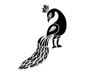 Fototapeta premium Indian traditional and cultural beautiful peacock design isolated on white background - vector illustration
