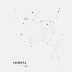 Vector abstract molecular structure. Connected lines and dots. Cover white template design. Vector technology illustration