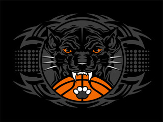tribal basketball team design with panther mascot for school, college or league