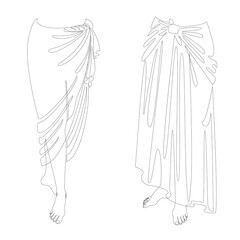 Silhouette of a girl's skirt and legs. Women's clothing in a modern style one line. Solid line, decor outline, posters, stickers, logo. vector illustration.