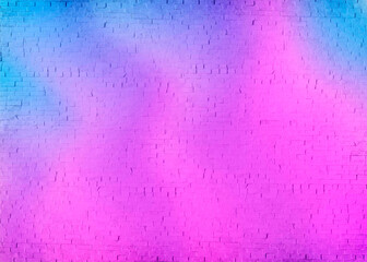 Neon lights on old grunge brick wall room background.