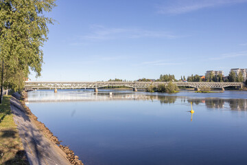 Fototapeta na wymiar Bridge over Skellefteå river,,Skellefteå,Västerbottens county,Sweden,scandinavia,Europe