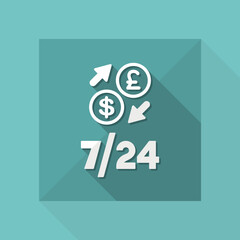 Foreign currency exchange 7/24 - Dollar - sterling - Vector web icon