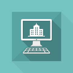 Find house or hotel online - Vector web icon