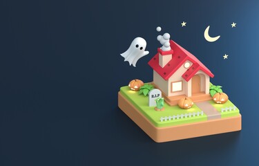 Halloween House Concept. 3D Illustration
