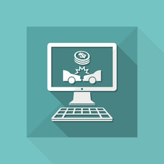 Online insurance car payment - Dollars - Vector flat icon