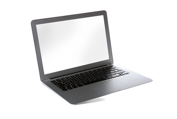 Modern laptop with blank screen isolated on white