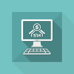 American Banking institute online - Dollar - 7/24 service - Vector flat icon