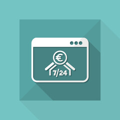 European banking institute online - Dollar - 7/24 service - Vector flat icon