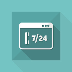 Full time 7/24 call center application - Vector flat icon