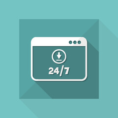 24/7 updates service - Vector flat icon