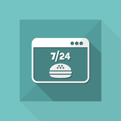 Fast food 7/24 delivery services - Vector flat icon