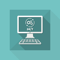 Computer repair assistance 24/7 - Vector flat icon